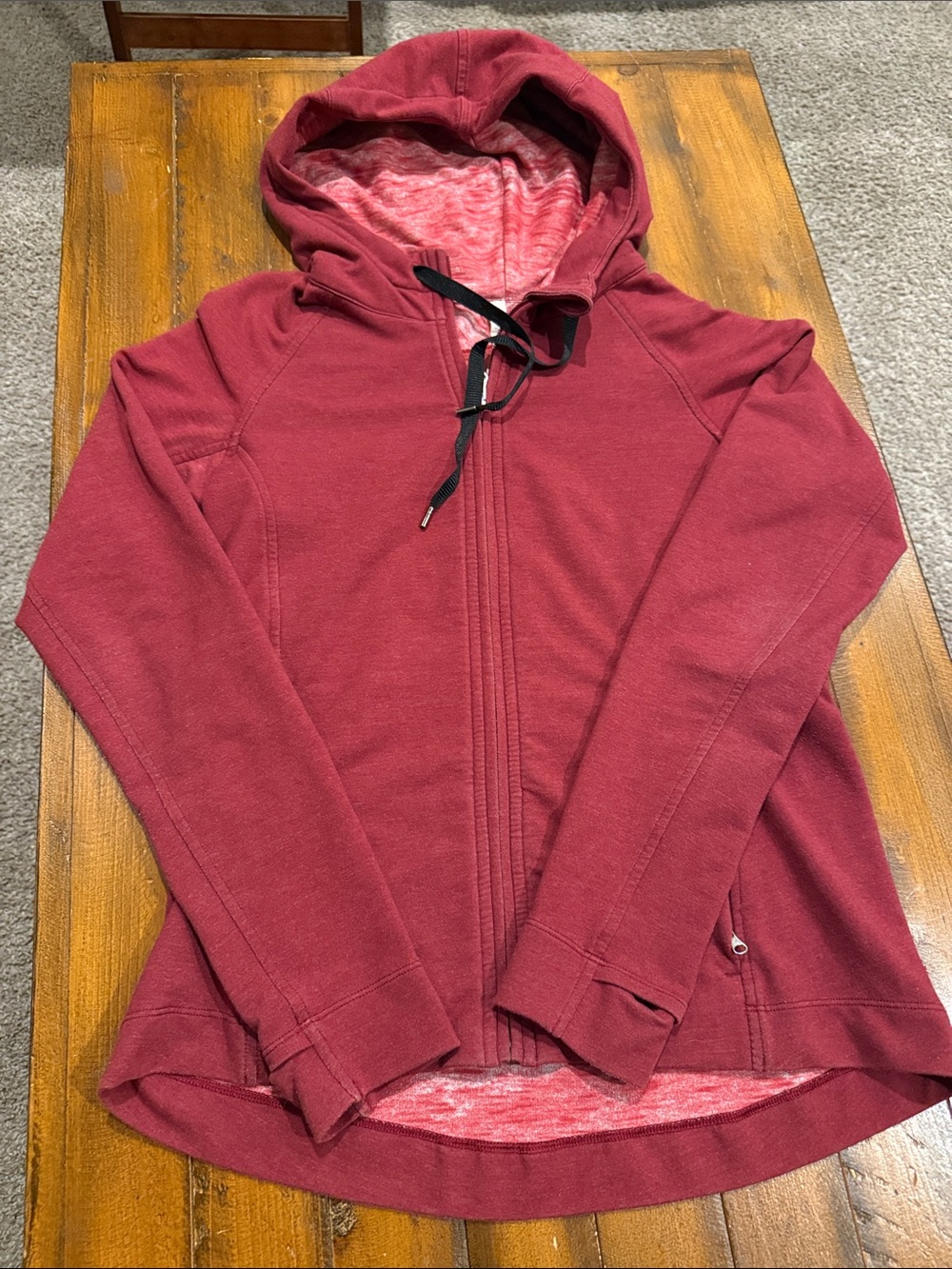 lululemon athletica Burgundy Full-Zip Hooded Sweatshirt